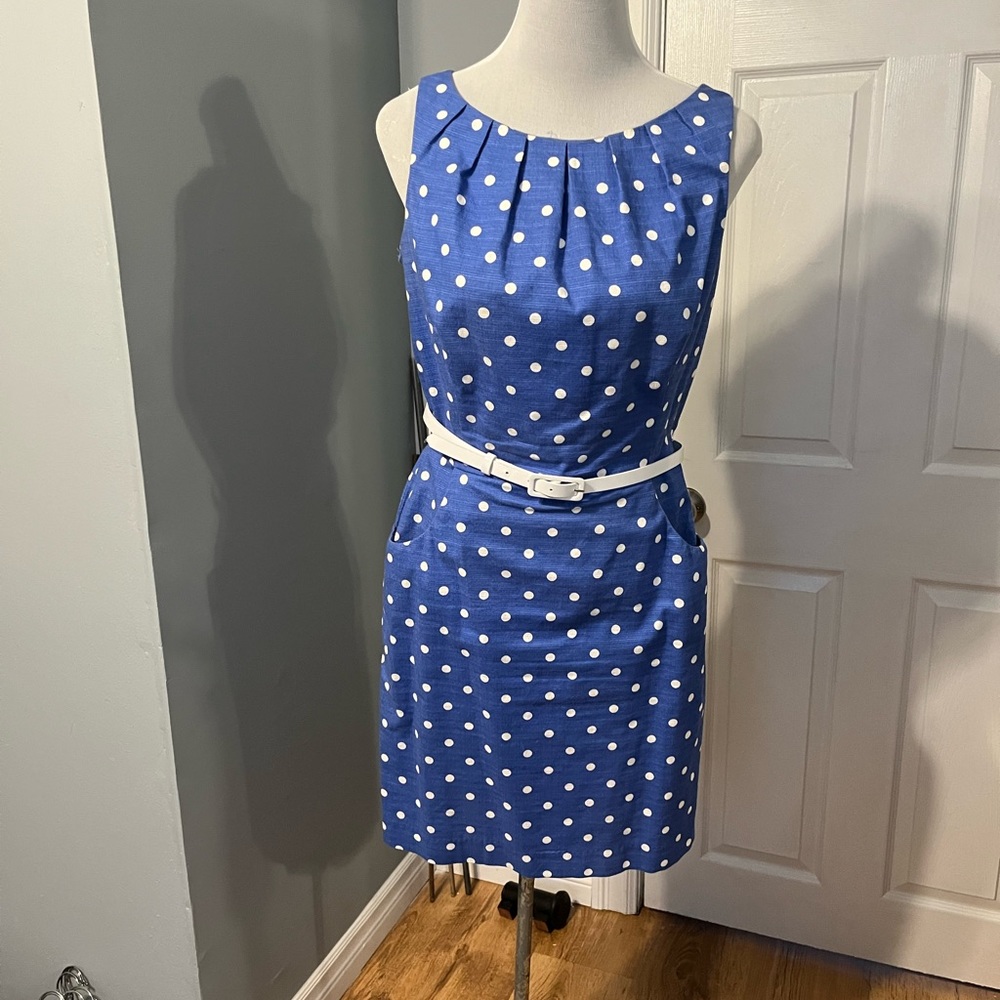 Chaps blue polka dot dress